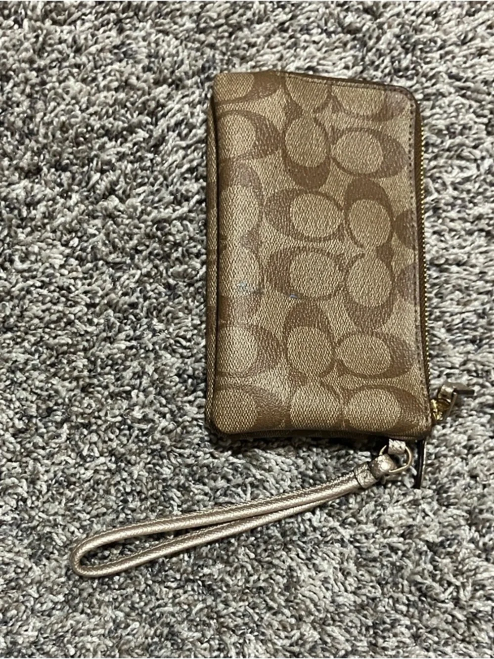 Coach Brown Khaki Signature Canvas Wristlet